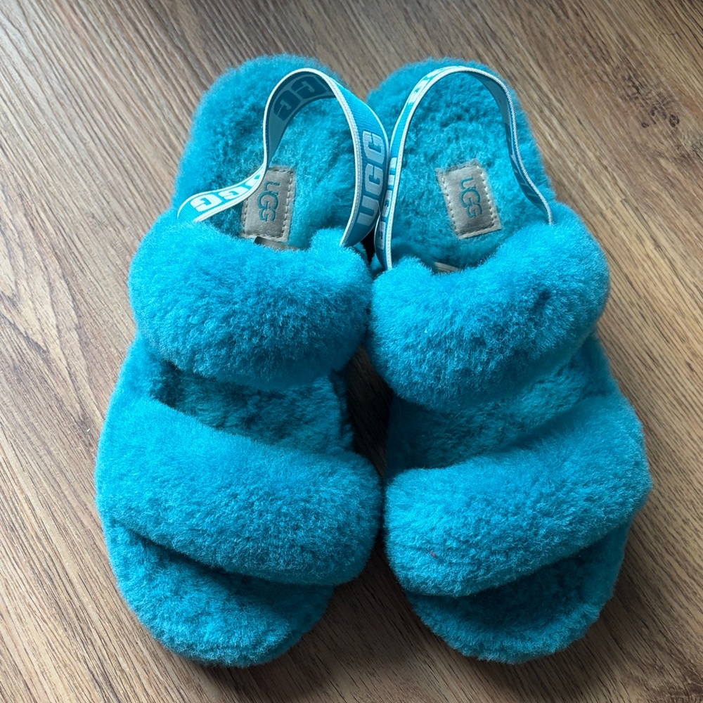 UGG Fluffy Blue Slippers